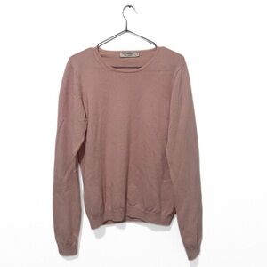 Lochmere Baby Pink Crew-Neck Soft Lounge Knit 100% Cashmere Sweater Size Small